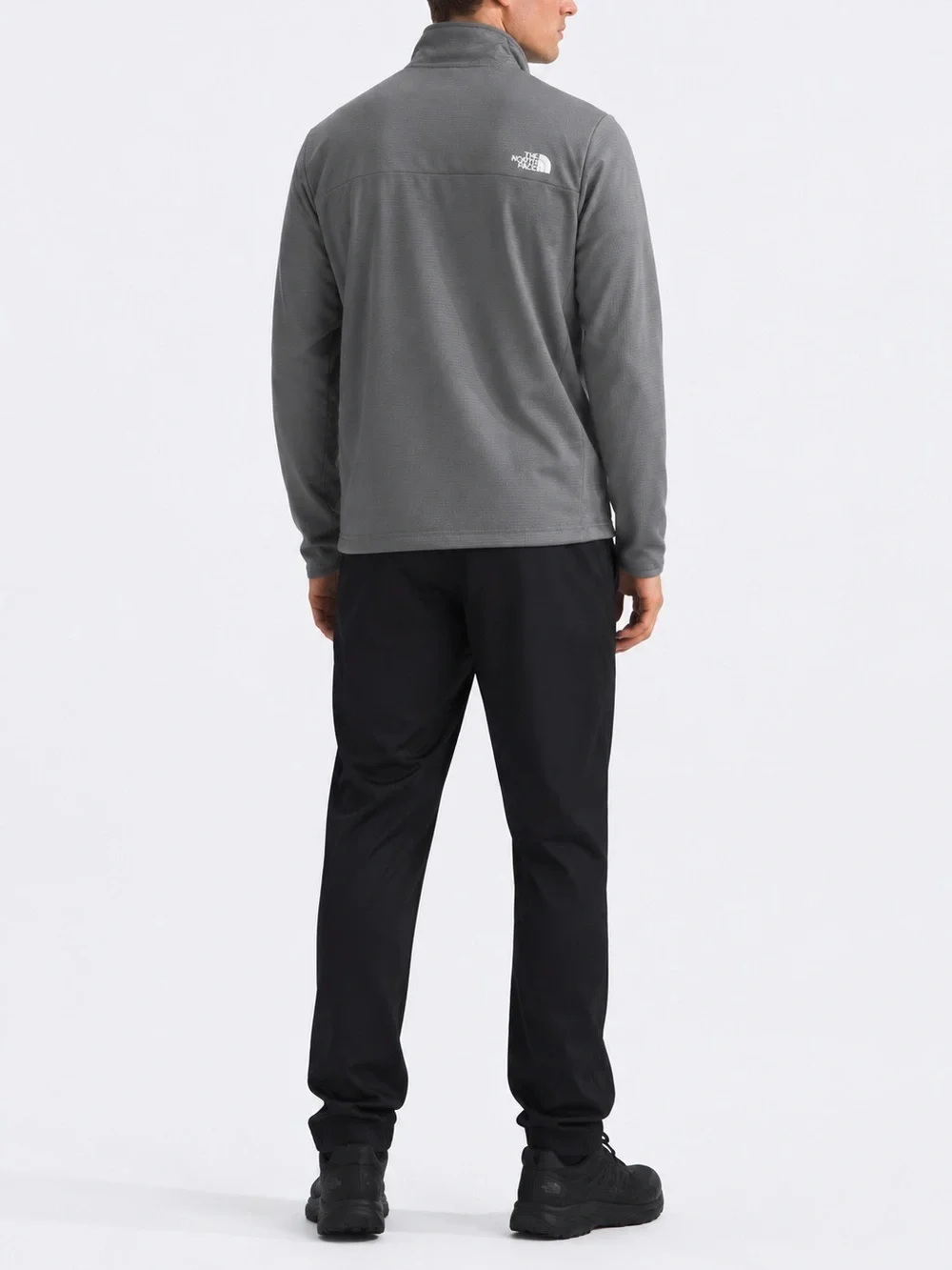 The North Face Cedar Trail Grid Fleece Quarter Zip Smoked Pearl Mens Large NWT